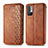 Leather Case Stands Flip Cover Holder S01D for Xiaomi POCO M3 Pro 5G Brown