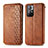 Leather Case Stands Flip Cover Holder S01D for Xiaomi Poco M4 Pro 5G Brown