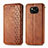 Leather Case Stands Flip Cover Holder S01D for Xiaomi Poco X3 Pro Brown