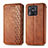 Leather Case Stands Flip Cover Holder S01D for Xiaomi Redmi 10 India Brown