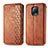 Leather Case Stands Flip Cover Holder S01D for Xiaomi Redmi 10X 5G Brown