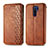 Leather Case Stands Flip Cover Holder S01D for Xiaomi Redmi 9 Brown