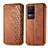 Leather Case Stands Flip Cover Holder S01D for Xiaomi Redmi K50 5G Brown