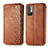 Leather Case Stands Flip Cover Holder S01D for Xiaomi Redmi Note 10 5G Brown