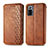 Leather Case Stands Flip Cover Holder S01D for Xiaomi Redmi Note 10 Pro 4G Brown