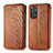 Leather Case Stands Flip Cover Holder S01D for Xiaomi Redmi Note 11 4G (2022) Brown