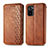 Leather Case Stands Flip Cover Holder S01D for Xiaomi Redmi Note 11 SE India 4G Brown