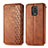 Leather Case Stands Flip Cover Holder S01D for Xiaomi Redmi Note 9S Brown