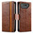 Leather Case Stands Flip Cover Holder S02D for Asus ROG Phone 7 Brown