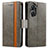 Leather Case Stands Flip Cover Holder S02D for Asus Zenfone 9 Gray