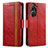 Leather Case Stands Flip Cover Holder S02D for Asus Zenfone 9 Red