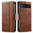 Leather Case Stands Flip Cover Holder S02D for Google Pixel 6a 5G Brown