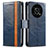 Leather Case Stands Flip Cover Holder S02D for Huawei Enjoy 50 Pro Blue