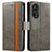 Leather Case Stands Flip Cover Holder S02D for Huawei Honor 50 5G Gray