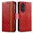 Leather Case Stands Flip Cover Holder S02D for Huawei Honor 50 5G Red