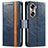 Leather Case Stands Flip Cover Holder S02D for Huawei Honor 60 5G Blue