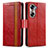 Leather Case Stands Flip Cover Holder S02D for Huawei Honor 60 5G Red