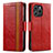 Leather Case Stands Flip Cover Holder S02D for Huawei Honor 60 SE 5G Red