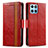 Leather Case Stands Flip Cover Holder S02D for Huawei Honor 70 Lite 5G Red