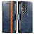 Leather Case Stands Flip Cover Holder S02D for Huawei Honor 80 5G Blue