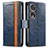 Leather Case Stands Flip Cover Holder S02D for Huawei Honor 80 Pro Flat 5G Blue