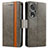 Leather Case Stands Flip Cover Holder S02D for Huawei Honor 80 Pro Flat 5G Gray