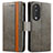 Leather Case Stands Flip Cover Holder S02D for Huawei Honor 90 5G Gray