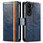 Leather Case Stands Flip Cover Holder S02D for Huawei Honor 90 Lite 5G Blue