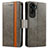 Leather Case Stands Flip Cover Holder S02D for Huawei Honor 90 Lite 5G Gray