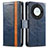 Leather Case Stands Flip Cover Holder S02D for Huawei Honor Magic5 Lite 5G Blue