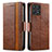 Leather Case Stands Flip Cover Holder S02D for Huawei Honor X30i Brown