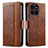 Leather Case Stands Flip Cover Holder S02D for Huawei Honor X6a Brown