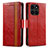 Leather Case Stands Flip Cover Holder S02D for Huawei Honor X6a Red