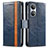 Leather Case Stands Flip Cover Holder S02D for Huawei Honor X7 Blue