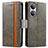 Leather Case Stands Flip Cover Holder S02D for Huawei Honor X7 Gray