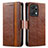 Leather Case Stands Flip Cover Holder S02D for Huawei Honor X7a Brown