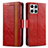 Leather Case Stands Flip Cover Holder S02D for Huawei Honor X8 4G Red