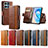 Leather Case Stands Flip Cover Holder S02D for Huawei Honor X8a 4G