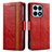 Leather Case Stands Flip Cover Holder S02D for Huawei Honor X8a 4G Red