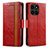 Leather Case Stands Flip Cover Holder S02D for Huawei Honor X8b Red