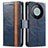 Leather Case Stands Flip Cover Holder S02D for Huawei Mate 60 Pro Blue