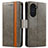 Leather Case Stands Flip Cover Holder S02D for Huawei Nova 10 Gray