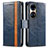 Leather Case Stands Flip Cover Holder S02D for Huawei P50 Pro Blue