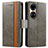 Leather Case Stands Flip Cover Holder S02D for Huawei P50 Pro Gray