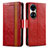 Leather Case Stands Flip Cover Holder S02D for Huawei P50 Pro Red