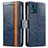 Leather Case Stands Flip Cover Holder S02D for Motorola Moto E13 Blue