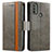 Leather Case Stands Flip Cover Holder S02D for Motorola Moto E20 Gray