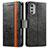 Leather Case Stands Flip Cover Holder S02D for Motorola Moto E32 Black