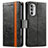 Leather Case Stands Flip Cover Holder S02D for Motorola Moto Edge (2022) 5G Black