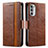 Leather Case Stands Flip Cover Holder S02D for Motorola Moto Edge (2022) 5G Brown